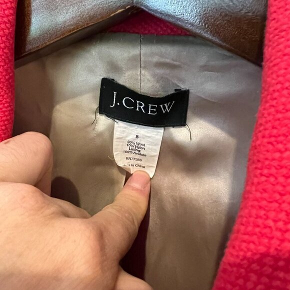 J. Crew Classic Lady Day Coat Red Pink Italian Double Cloth Wool Blend US 8 - Picture 6 of 16
